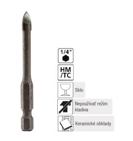 Vrták do skla 4x65 mm Makita 1/4" šesťhranná stopka (MZ)